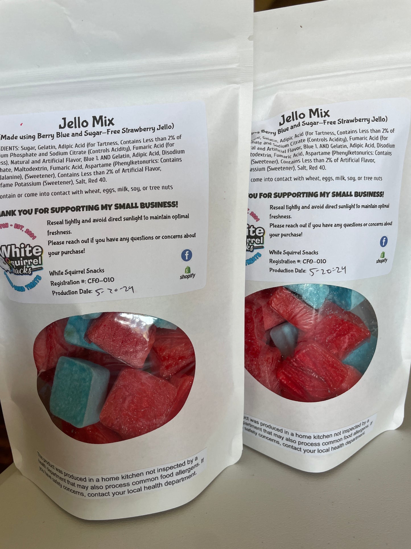 Freeze-dried Jello Mixes